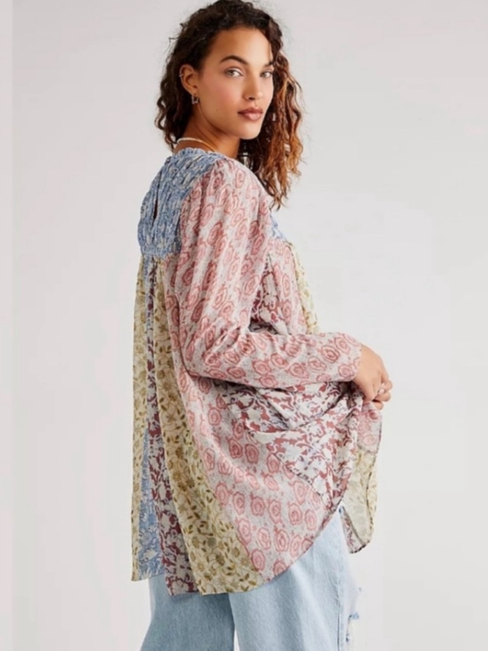 Free People Lilac Combo Merrie Mix Print Tunic Top - Picture 2 of 8